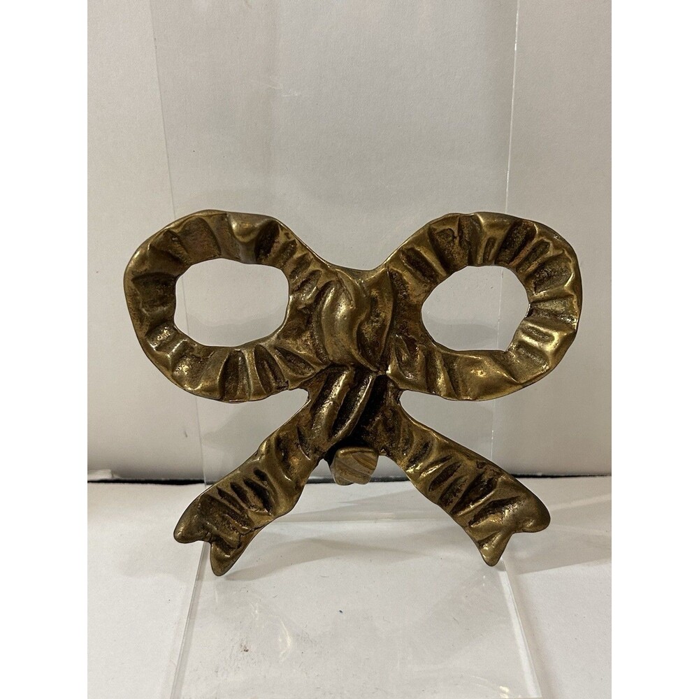 Solid Brass Decorative Wall Door Hook Hanging Bow Decor Vintage 5"x4” Korea